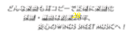 どんな楽曲も耳コピーで楽譜化 採譜・編曲は創業28年、安心のWINDS SHEET MUSICへ！