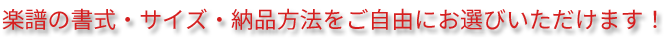 楽譜の書式やサイズ、納品方法をご自由にお選び頂けます！