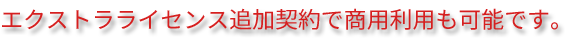 エクストラライセンス追加契約で商用利用も可能です。